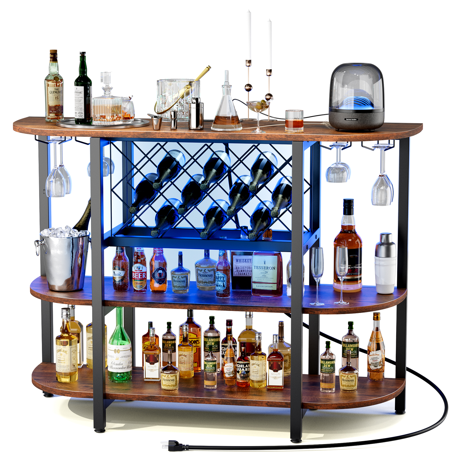Home Bar And Cabinet - JHK LED Home Bar Cabinet with