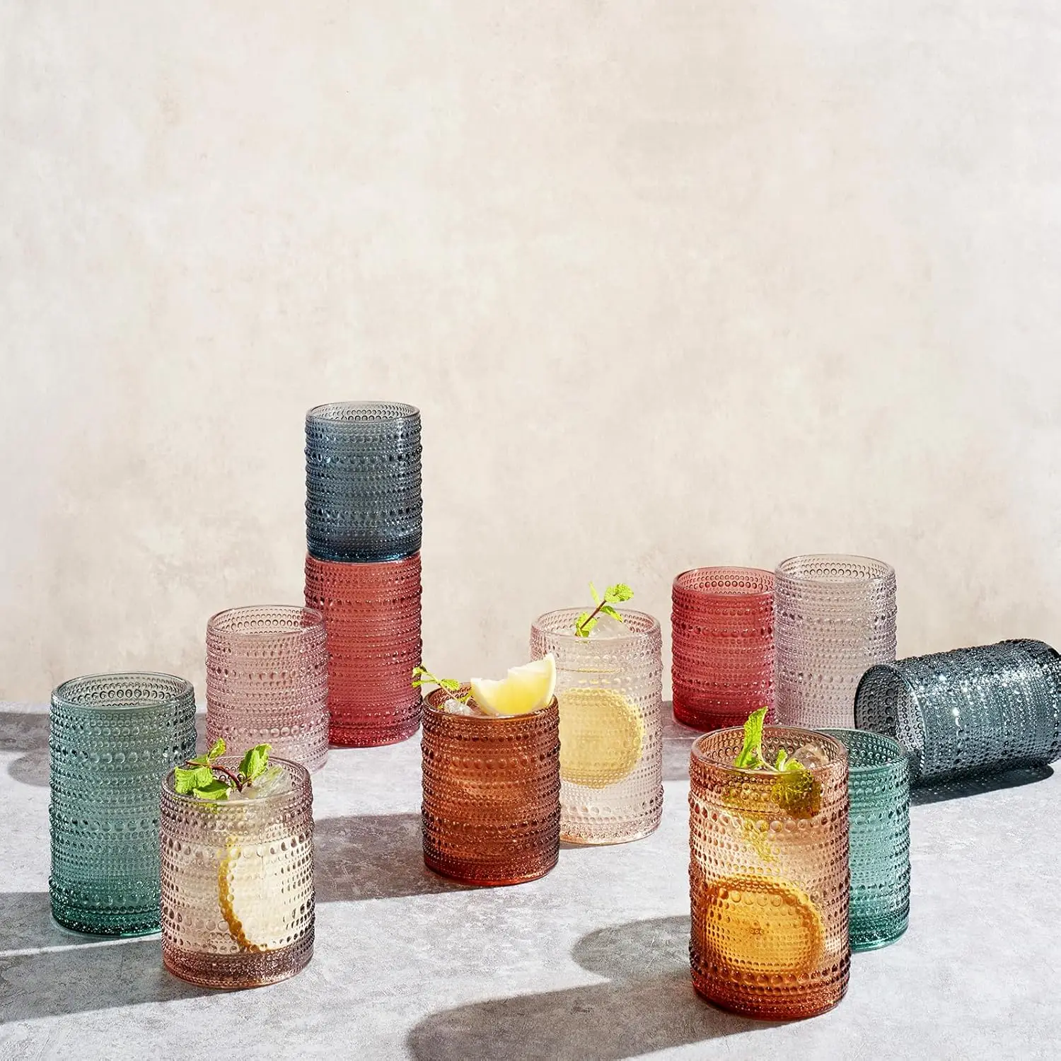 Hobnail Beaded Highball Drinki - đánh giá và giá Highball Glass Set