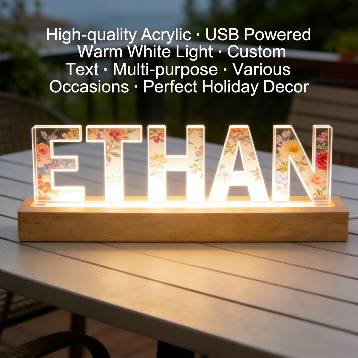 1pc Custom Text Floral Acrylic - đánh giá và giá Home Bar Cafe