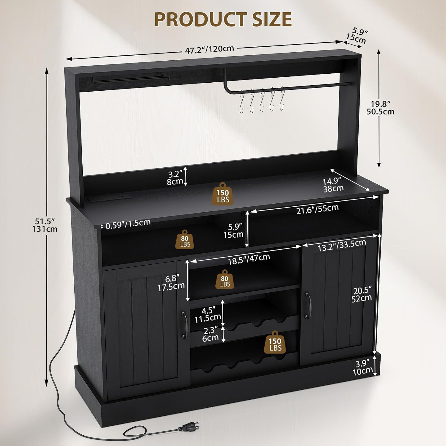 47 in Farmhouse Coffee Bar Cab - đánh giá và giá Home Bar Setup