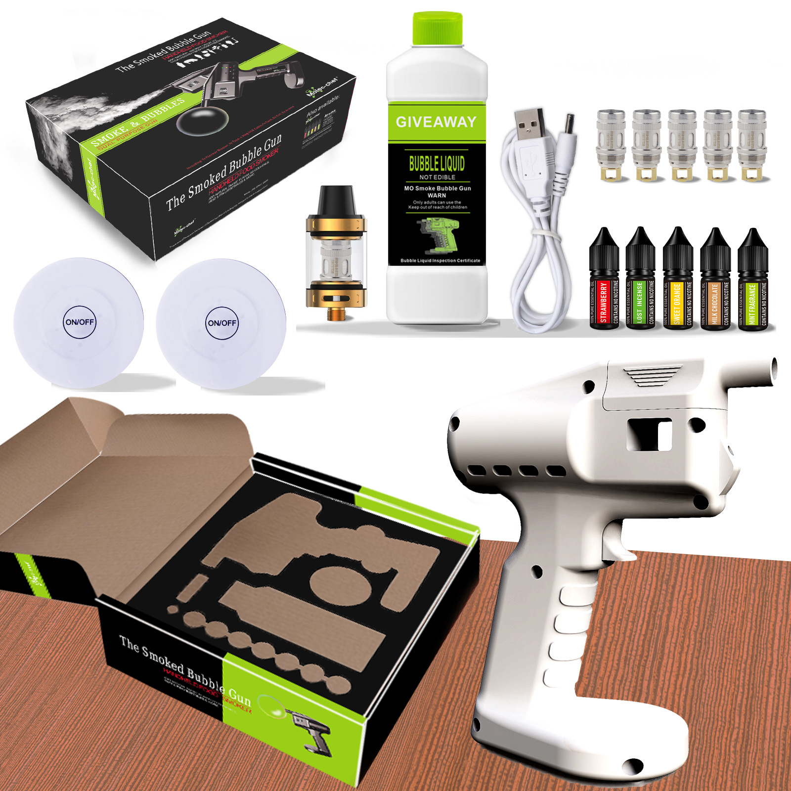White Smoked Bubble Gun with F - đánh giá và giá Smoking Gun Kit