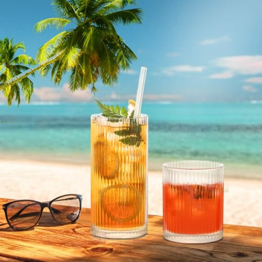 12Piece Ribbed Glassware Set w - đánh giá và giá Highball Glass Set