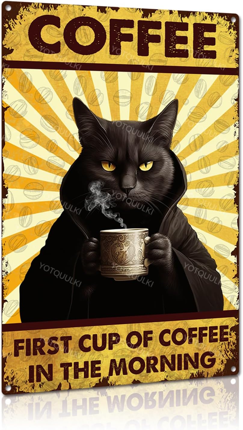 Funny Black Cat Coffee Tin Sig - đánh giá và giá Home Bar And Coffee