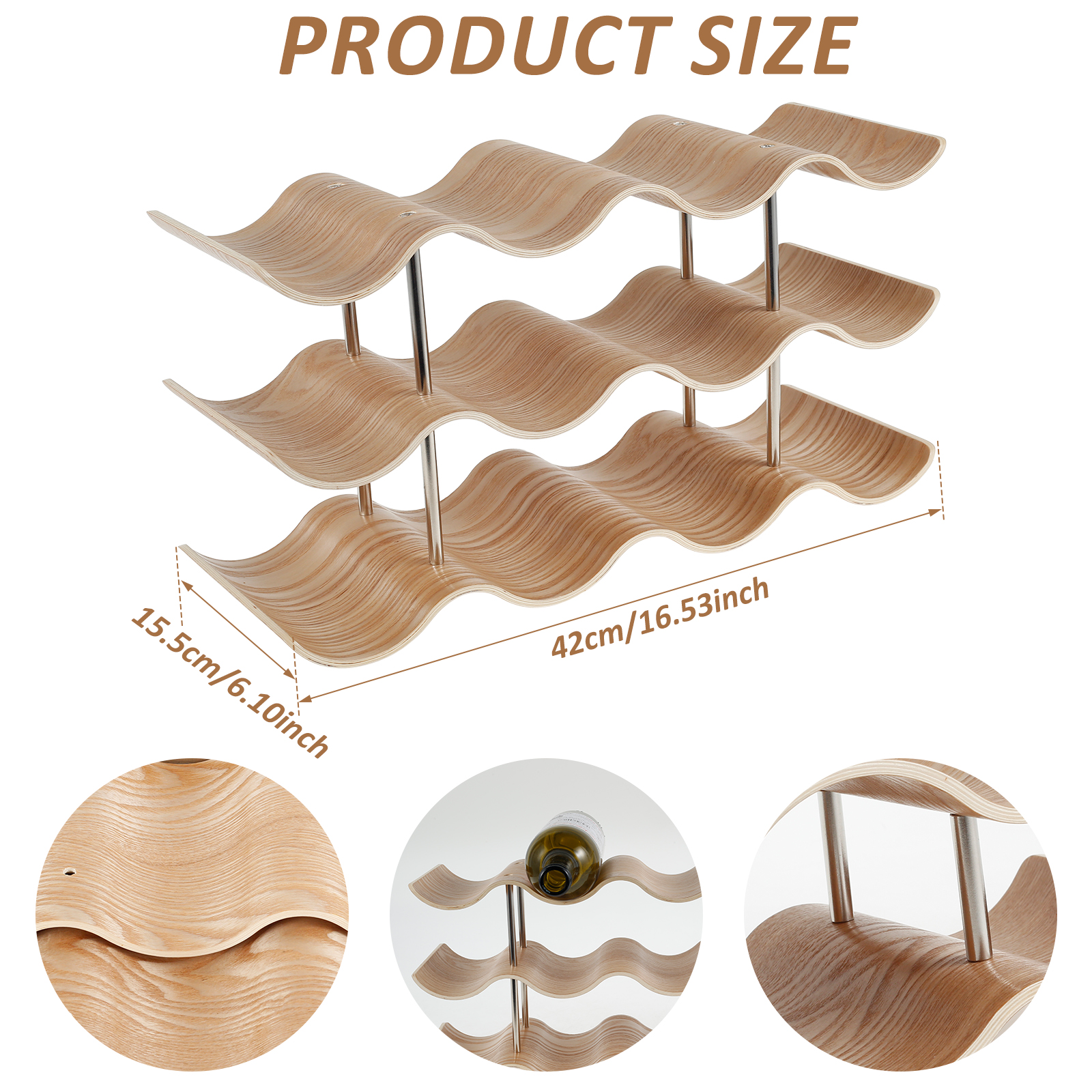 2/3-Tier Wooden Wine Rack Wavy - đánh giá và giá Home Bar And Cabinet