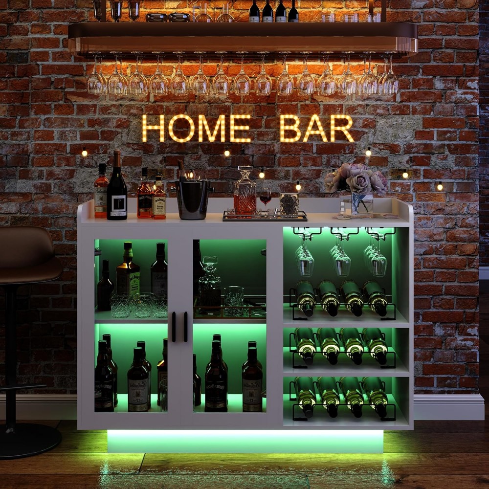 Wine Bar Cabinet with LED Ligh - đánh giá và giá Home Bar And Cabinet