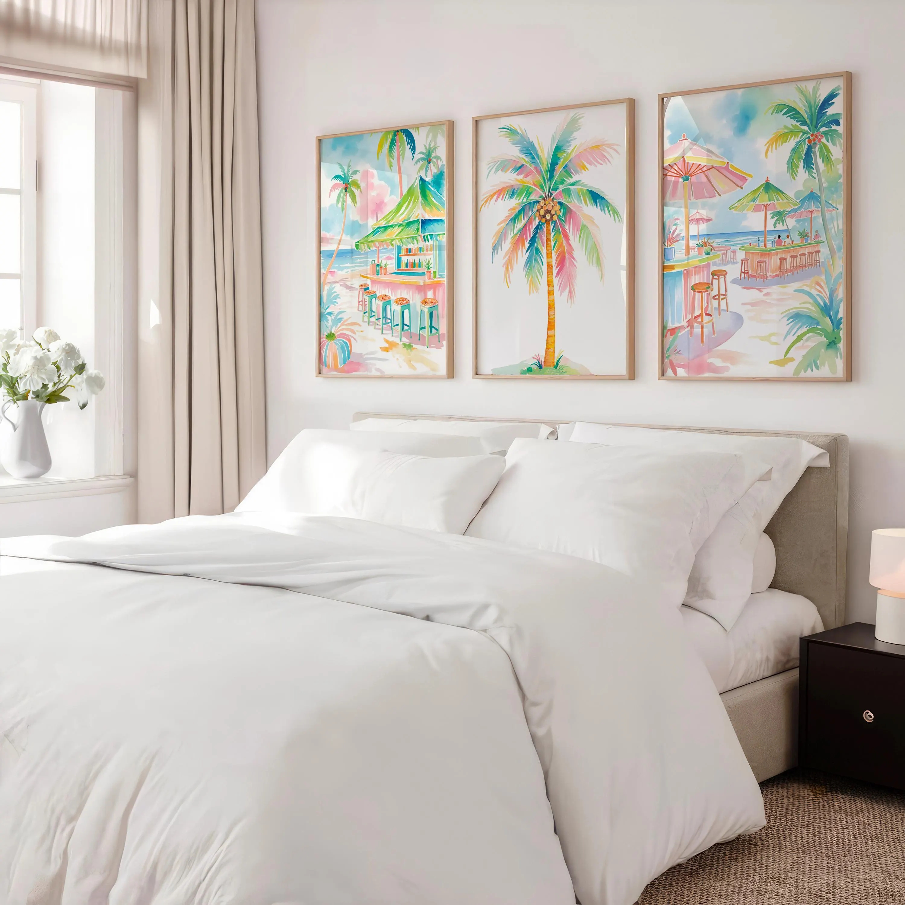 Boho Tropical Watercolor Wall  - đánh giá và giá Home Bar Set