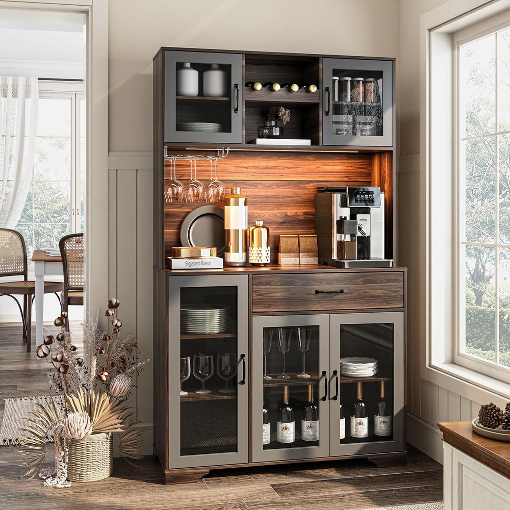 71 Tall Pantry Cabinet with Gl - đánh giá và giá Home Bar Setup