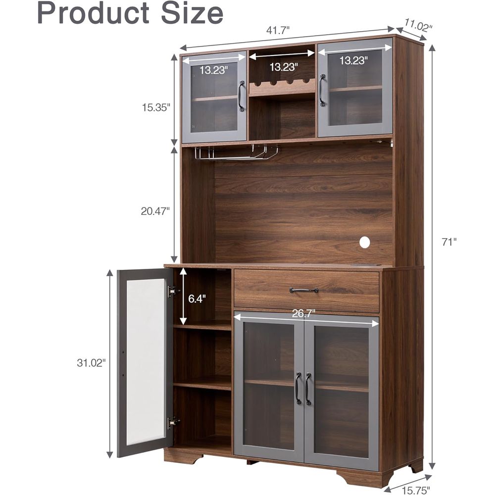 71 Tall Pantry Cabinet with Gl - đánh giá và giá Home Bar Setup