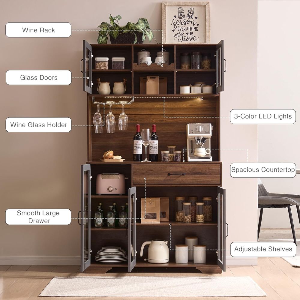 71 Tall Pantry Cabinet with Gl - đánh giá và giá Home Bar Setup