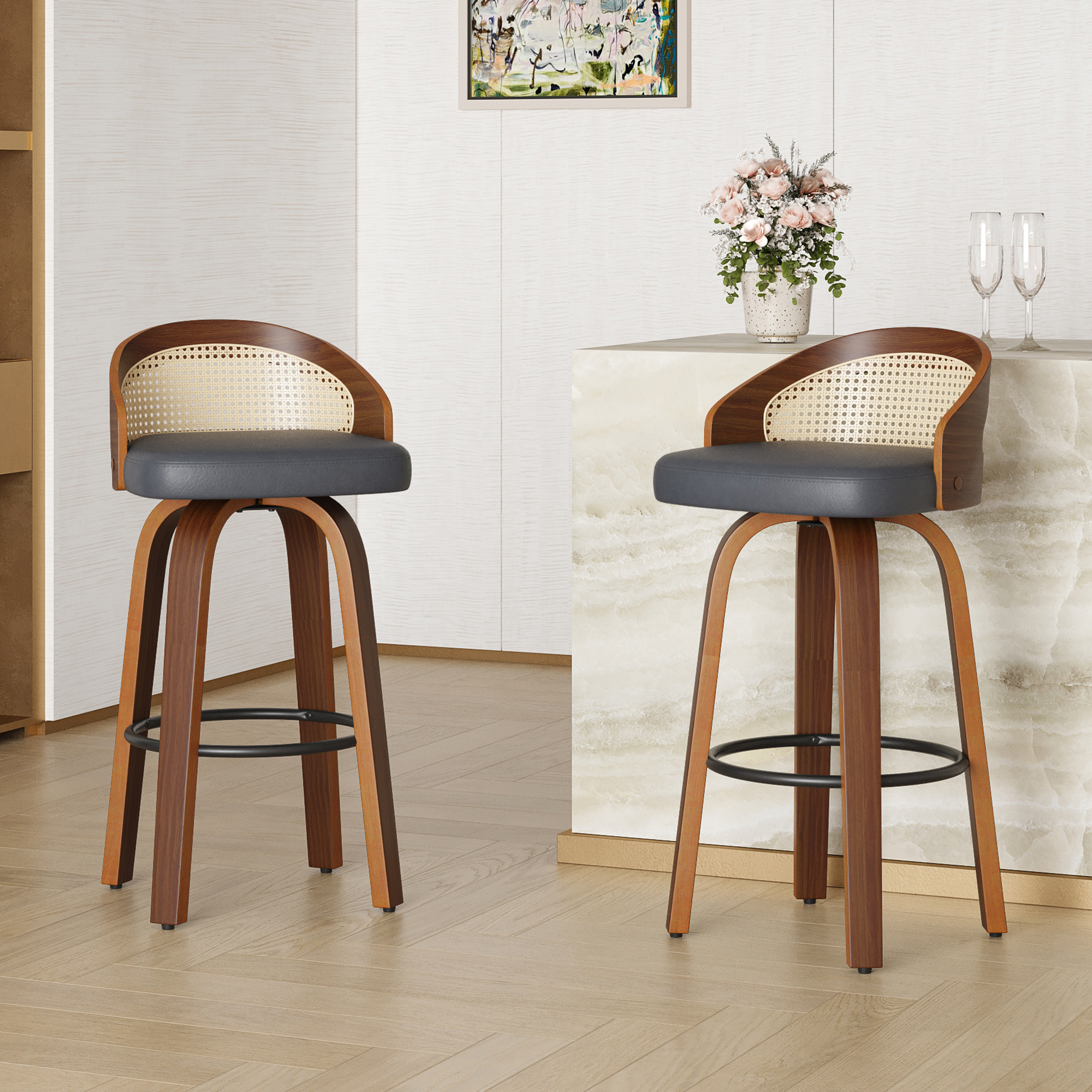 Set of 2 Swivel Bar Stools, Mo - đánh giá và giá Home Bar Lounge