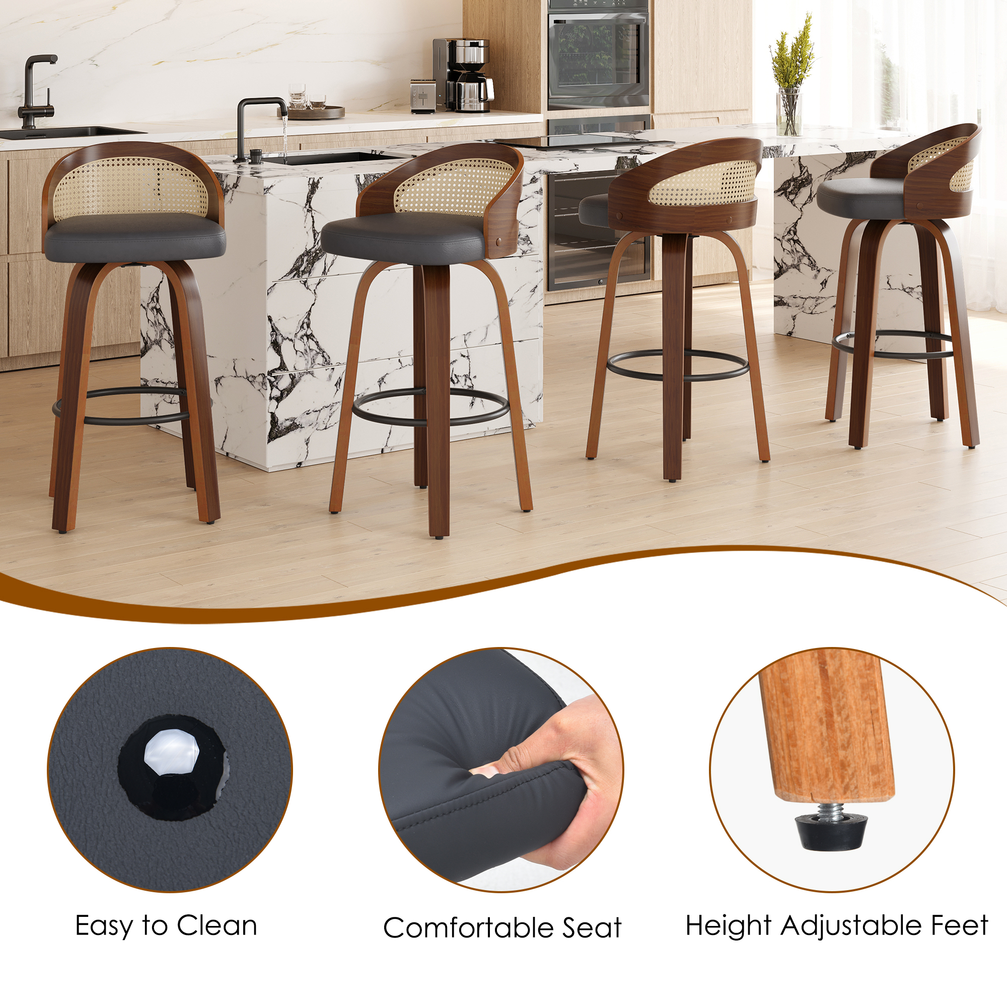 Set of 2 Swivel Bar Stools, Mo - đánh giá và giá Home Bar Lounge