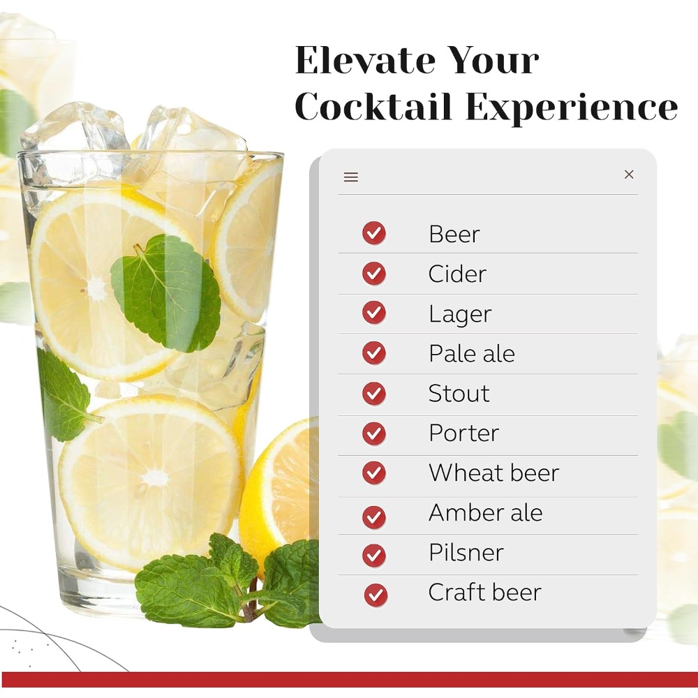 16 oz Pint Glasses 6 Pcs Set D - đánh giá và giá Highball Glass Set