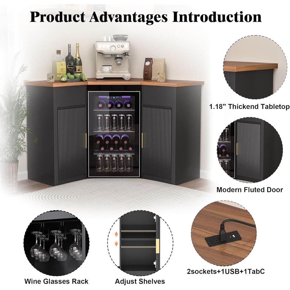 Ridged Space Bar Cabinet, Stor - đánh giá và giá Home Bar Setup