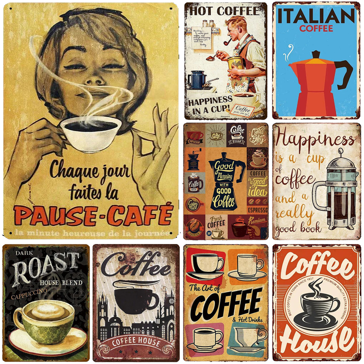 Metal Tin Signs Italian Coffee - đánh giá và giá Home Bar And Coffee
